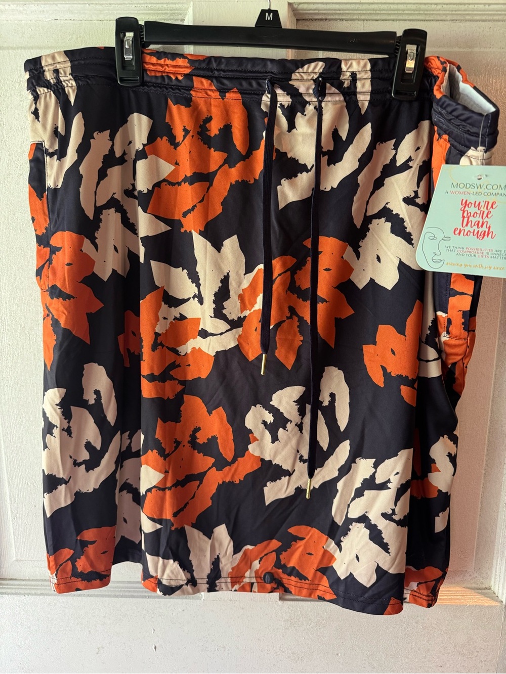 Women’s Floral Drawstring Skort - Navy, Orange & Cream